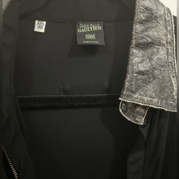 JEAN PAUL GAULTIER HOMME Sheer Black Slim Shirt Zipper Leather Collar/Cuffs S - Picture 13 of 13